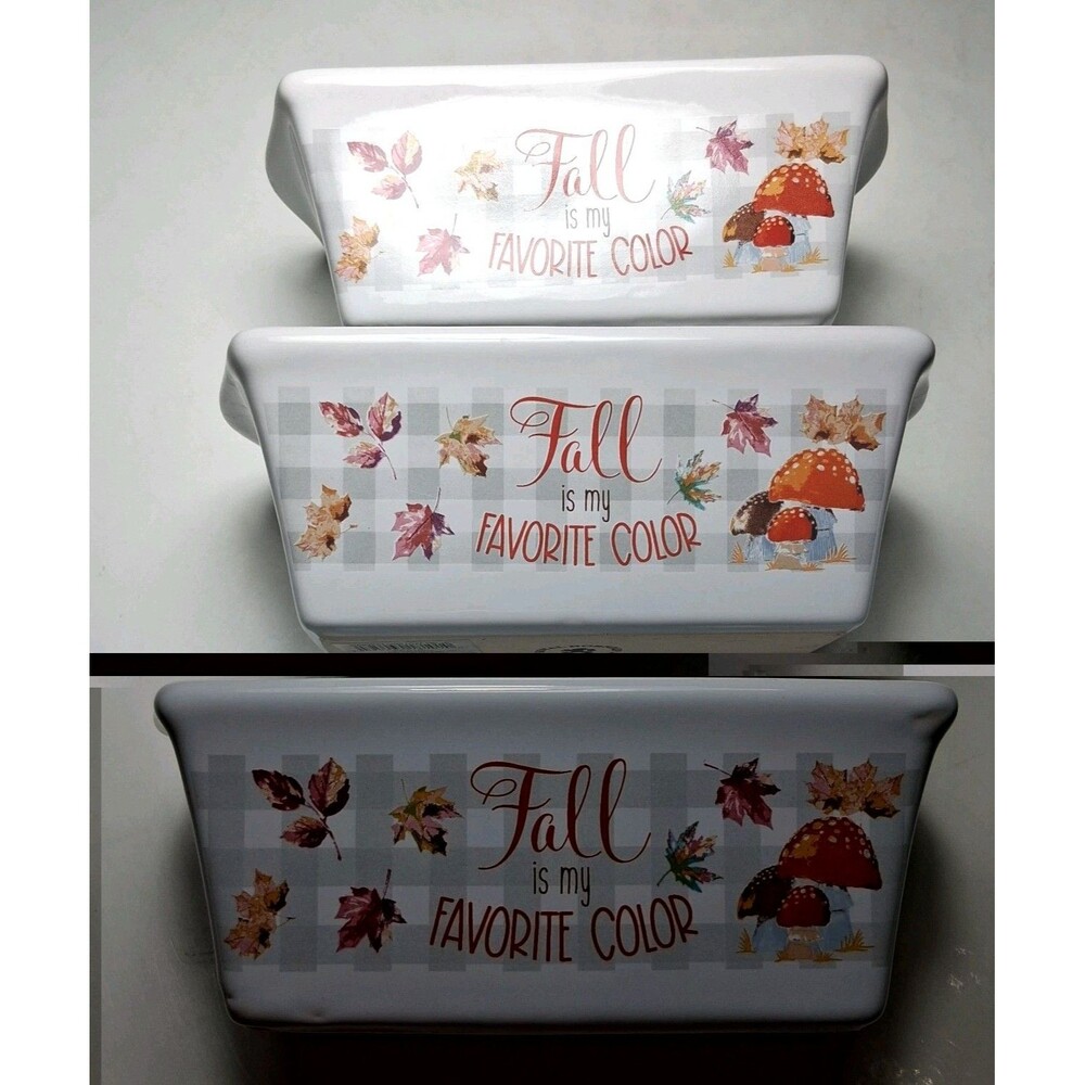 Royal Norfolk Fall is My Favorite Color Mini Loaf Pan Stoneware 5" Lot of 3